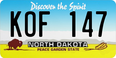 ND license plate KOF147