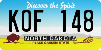 ND license plate KOF148