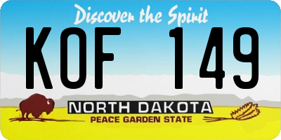 ND license plate KOF149