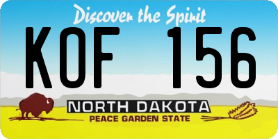 ND license plate KOF156