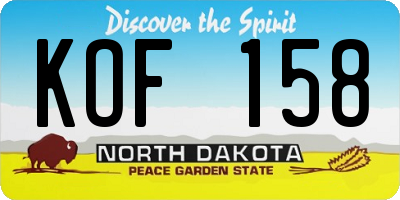 ND license plate KOF158