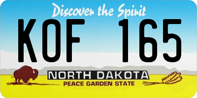 ND license plate KOF165