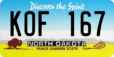 ND license plate KOF167