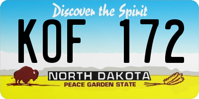 ND license plate KOF172
