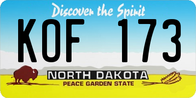 ND license plate KOF173