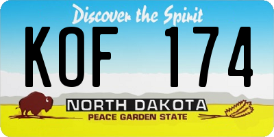 ND license plate KOF174