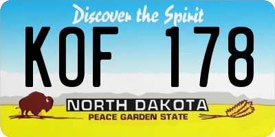 ND license plate KOF178