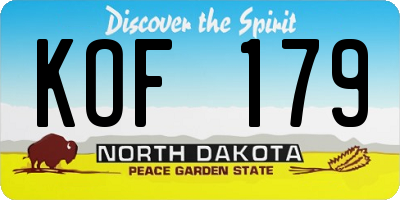 ND license plate KOF179