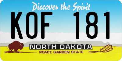 ND license plate KOF181