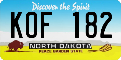 ND license plate KOF182