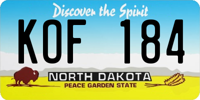 ND license plate KOF184