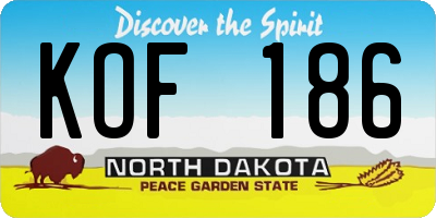ND license plate KOF186