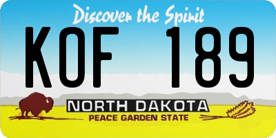ND license plate KOF189