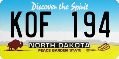 ND license plate KOF194