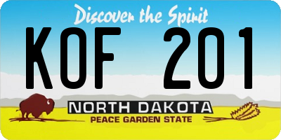 ND license plate KOF201