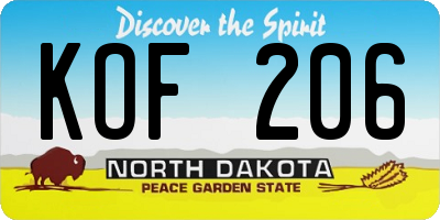 ND license plate KOF206