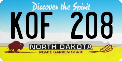 ND license plate KOF208