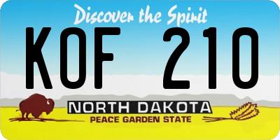 ND license plate KOF210