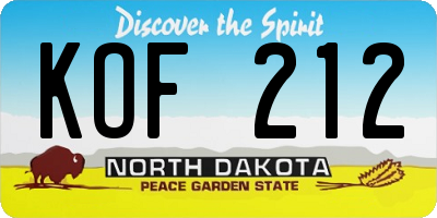 ND license plate KOF212