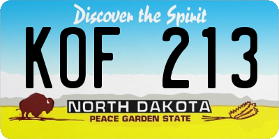 ND license plate KOF213