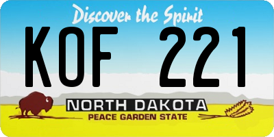 ND license plate KOF221