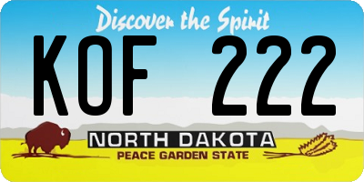 ND license plate KOF222