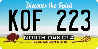 ND license plate KOF223