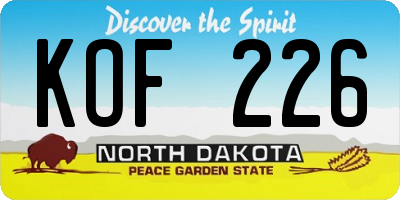 ND license plate KOF226