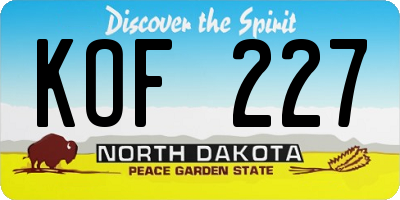 ND license plate KOF227