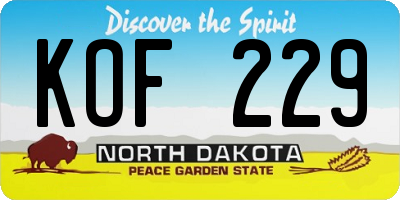 ND license plate KOF229