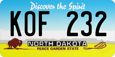 ND license plate KOF232