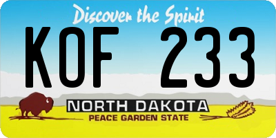 ND license plate KOF233