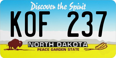 ND license plate KOF237