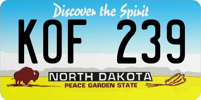 ND license plate KOF239