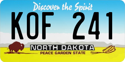 ND license plate KOF241