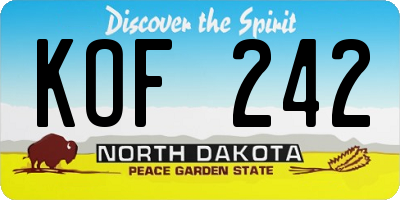 ND license plate KOF242