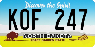 ND license plate KOF247