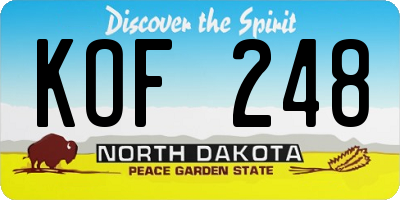 ND license plate KOF248