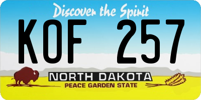 ND license plate KOF257