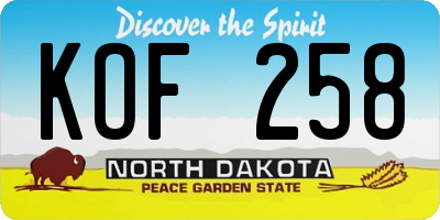 ND license plate KOF258