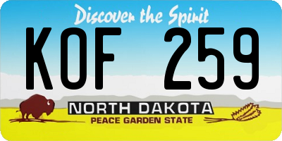 ND license plate KOF259