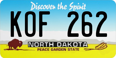 ND license plate KOF262