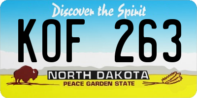 ND license plate KOF263