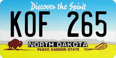 ND license plate KOF265