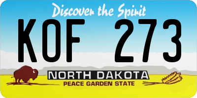 ND license plate KOF273