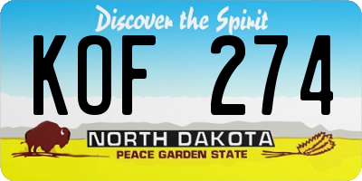 ND license plate KOF274
