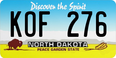 ND license plate KOF276