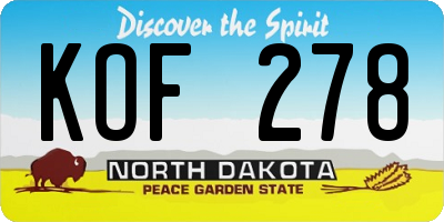 ND license plate KOF278