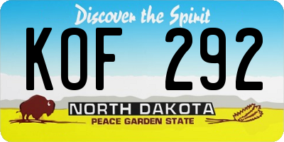 ND license plate KOF292