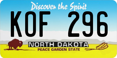 ND license plate KOF296